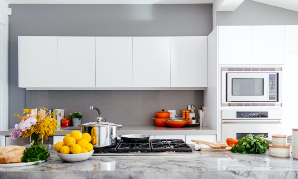 White And Gray Kitchen With Marble Surfaces 1024x615 
